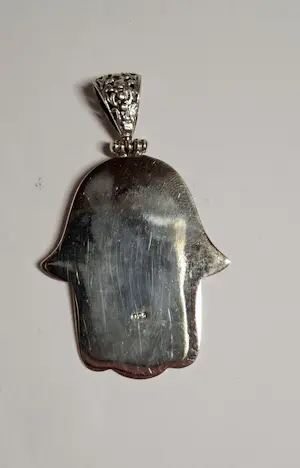 Grote zilveren hanger met turquoise , hand van Fatima kopen? Bied vanaf 65!