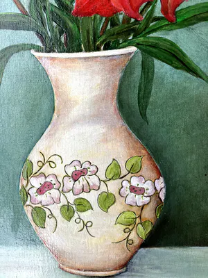 Niet of onleesbaar gesigneerd - Prachtig schilderij - vaas met lelies kopen? Bied vanaf 1!