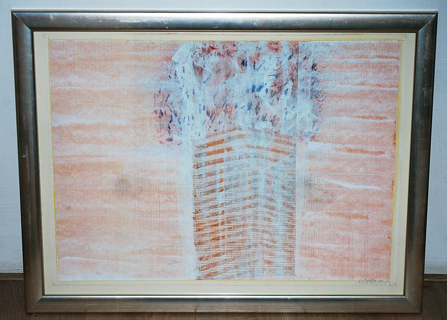 Wil Klaassen - Zonder titel (vaas met bloemen) - ingelijste grote gouache kopen? Bied vanaf 120!