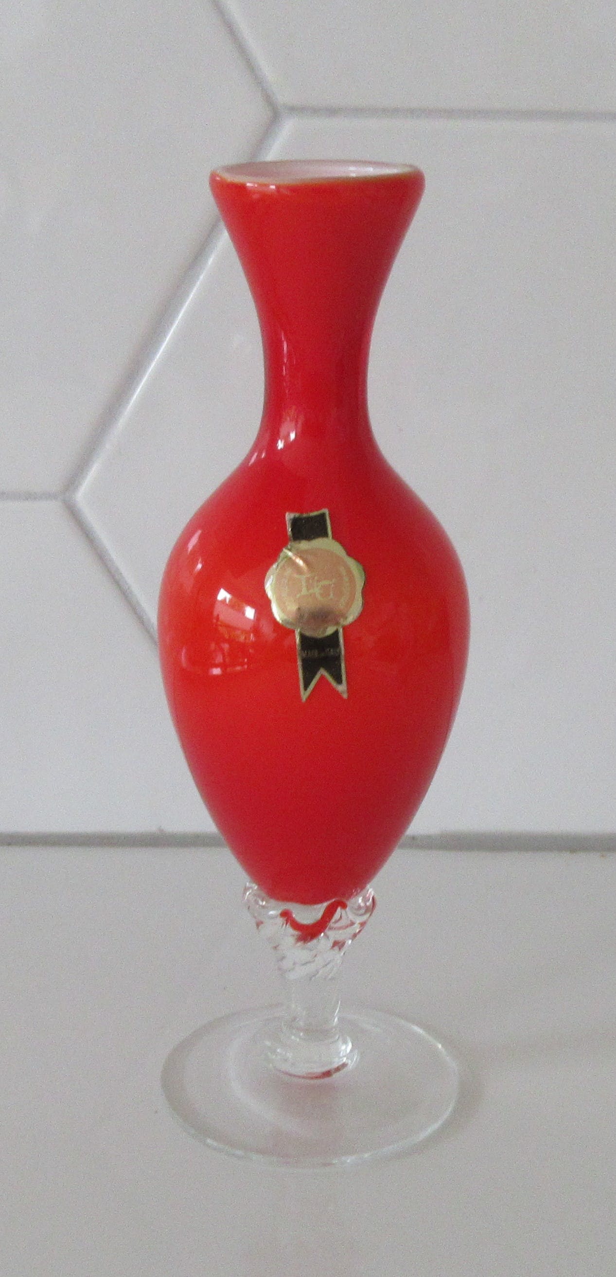 Empoli Glas - Oranje opaline solifleur vaasje kopen? Bied vanaf 8!