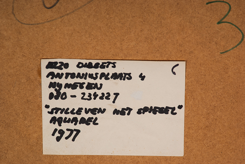 Elzo Dibbets - Stilleven met Spiegel - Potlood & aquarel op papier - BKR Nijmegen - 1977 kopen? Bied vanaf 15!