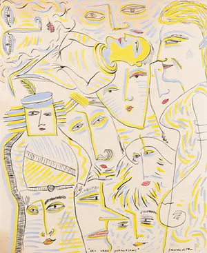 Frits Woudstra - Gemengde techniek op papier, Een ware gebeurtenis kopen? Bied vanaf 1!