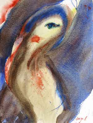 Serge Vandercam - Aquarel, Figuur verkocht voor € 200!