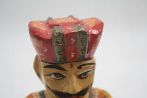 Niet of onleesbaar gesigneerd - Houten Muzikanten Standbeelden, Handgeschilderde Rajasthani traditionele zittend kopen? Bied vanaf 1!