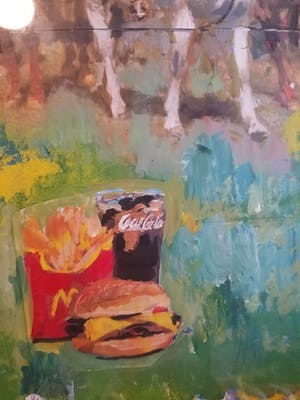 Peter Klashorst - orgineel Slag om Jolly Nude met Big Mac. kopen? Bied vanaf 195!