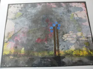 Hans Boomsma - Acryl en Oost-Indisch inkt op papier. Abstract werk. kopen? Bied vanaf 35!