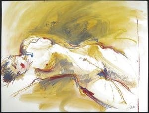 Franscz Witte - Gemengde techniek op papier, Liggend naakt kopen? Bied vanaf 1!