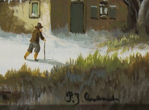 Piet Arends - Olieverf op doek op paneel, Winterlandschap kopen? Bied vanaf 35!