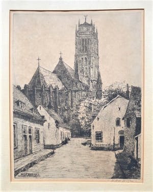 Willem Witjens - Zaltbommel Sint Maartenskerk - Ets kopen? Bied vanaf 75!