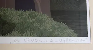 Sees Vlag - Linosnede - De Cruquius - stoomgemaal Vijfhuizen - 39/65 - handgesigneerd kopen? Bied vanaf 125!