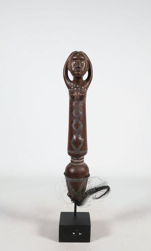 Afrikaans - Hout, metaal en haar, Staf met metalen beslag kopen? Bied vanaf 1!