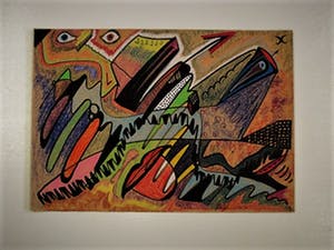 Paul de Lussanet - Figuratief Abstract Pastel "Compositie met Fantasiedier " gesigneerd 1974 kopen? Bied vanaf 1!