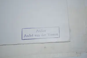 Andre van der Vossen - Huis in het bos - tekening - met atelierstempel kopen? Bied vanaf 35!