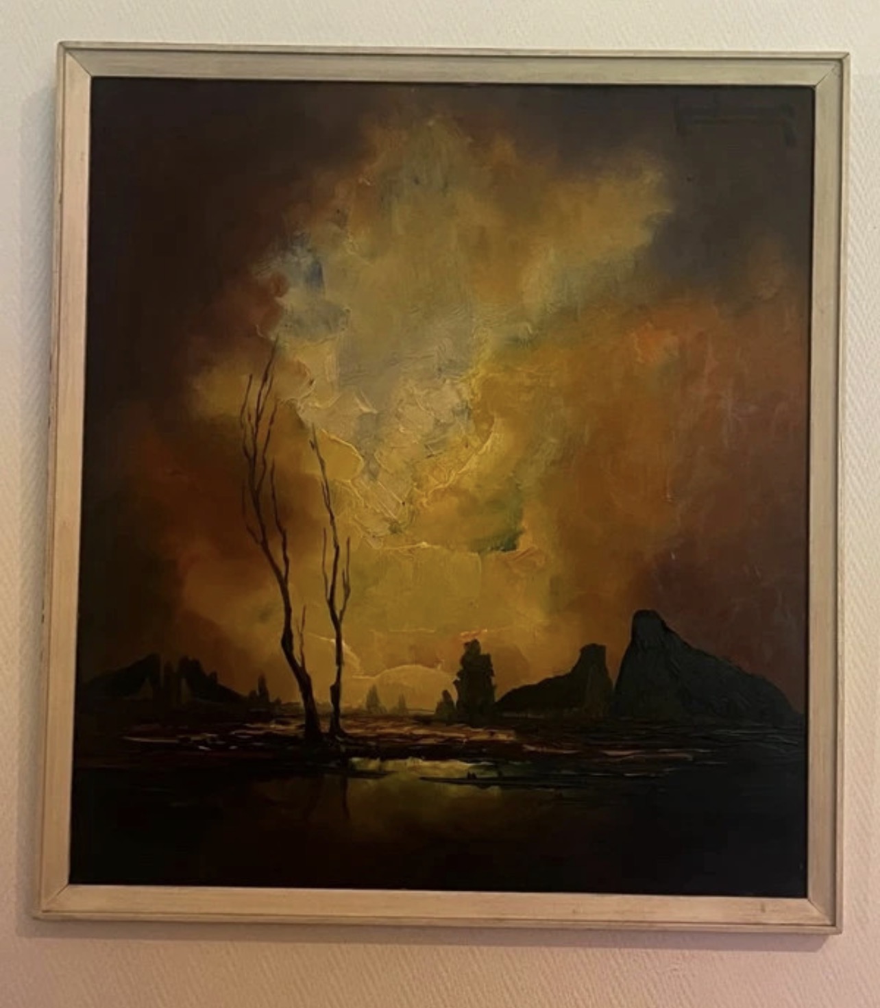 Leo Jordaens - Expressief landschap bij zonsondergang (olieverf op paneel) kopen? Bied vanaf 120!