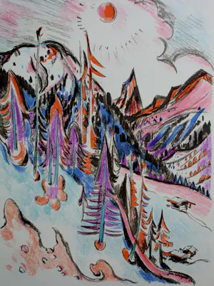 Jan Wiegers - Kleurenlitho: Berglandschap kaufen? Bieten Sie von 75!