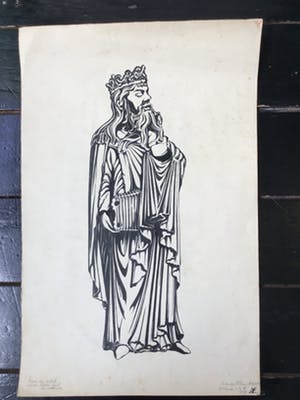 Niet of onleesbaar gesigneerd - K. van der Elburg: inkt op papier, naar een relief... kopen? Bied vanaf 10!