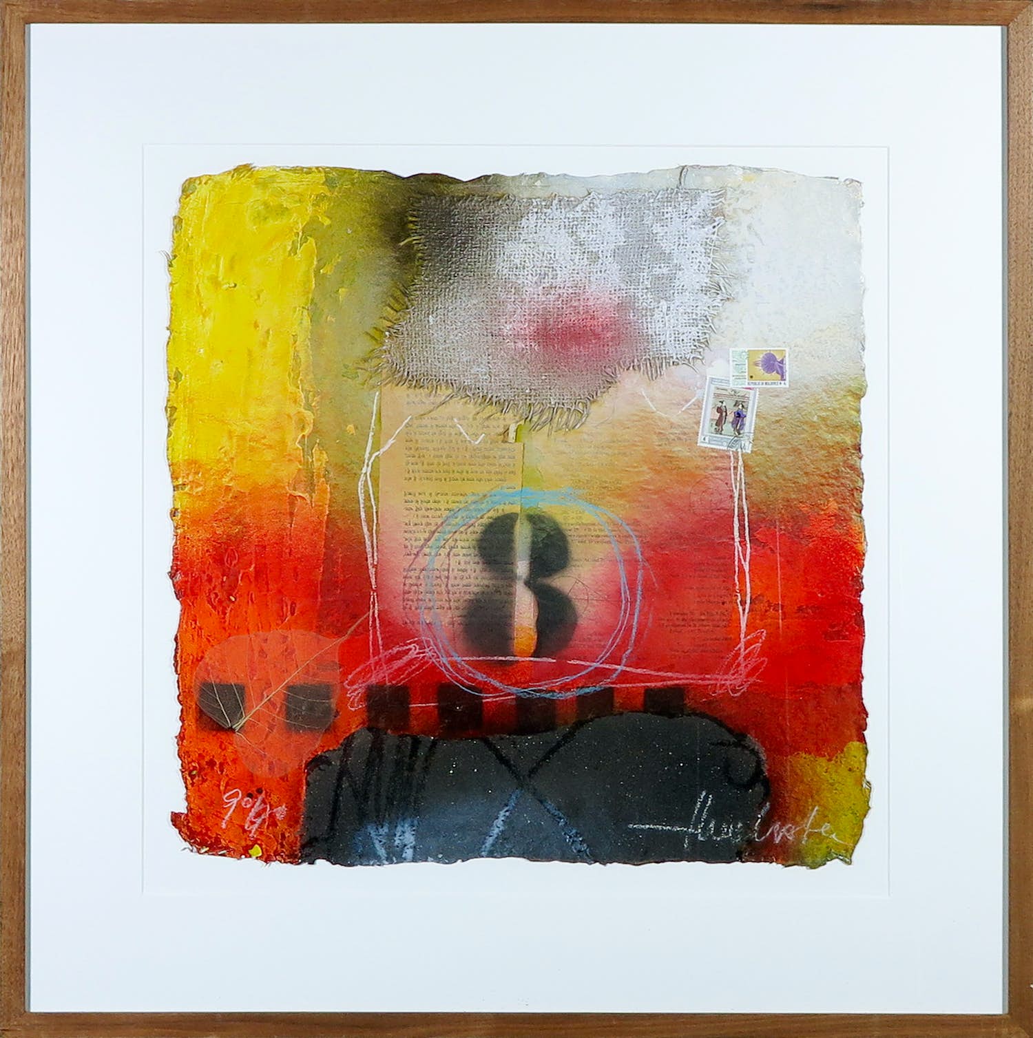 Theo Koster - Zeefdruk en collage, Zonder titel (8) - Ingelijst verkocht voor € 50!