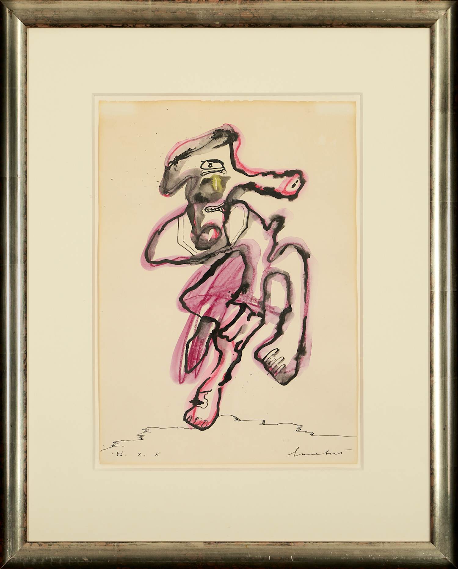 Lucebert - Tango en Rose - prachtig werk in Aquarel en Inkt - mooi ingelijst kopen? Bied vanaf 1890!