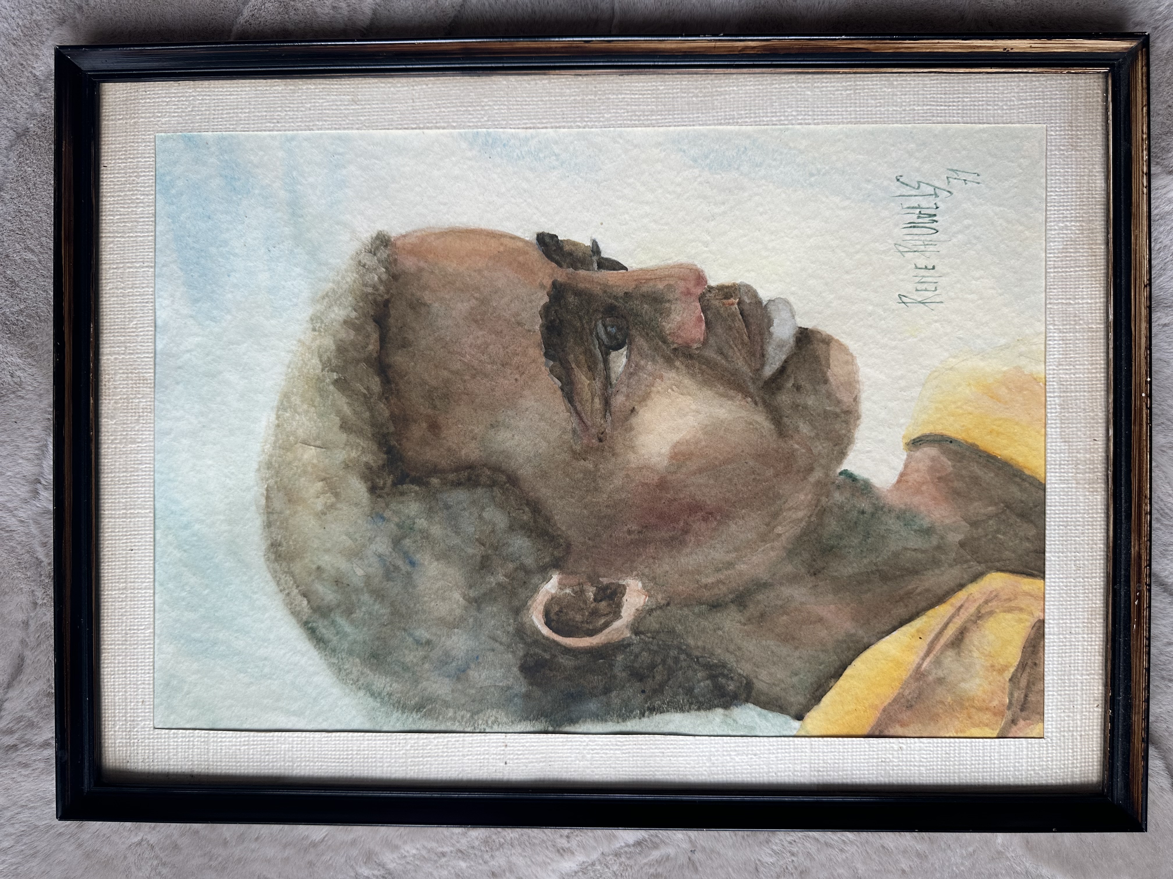 René Pauwels - Portretstudie – Originele aquarel – 1971 kopen? Bied vanaf 20!
