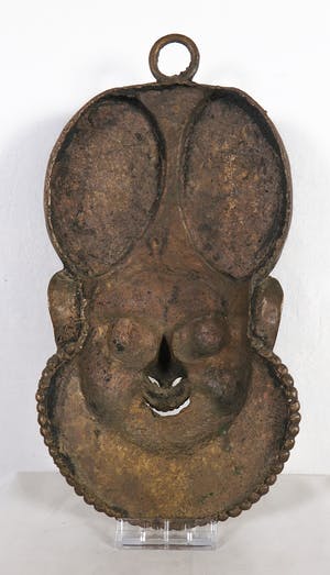 Bamileke - Koperen masker met open mond en neusgaten kopen? Bied vanaf 1!