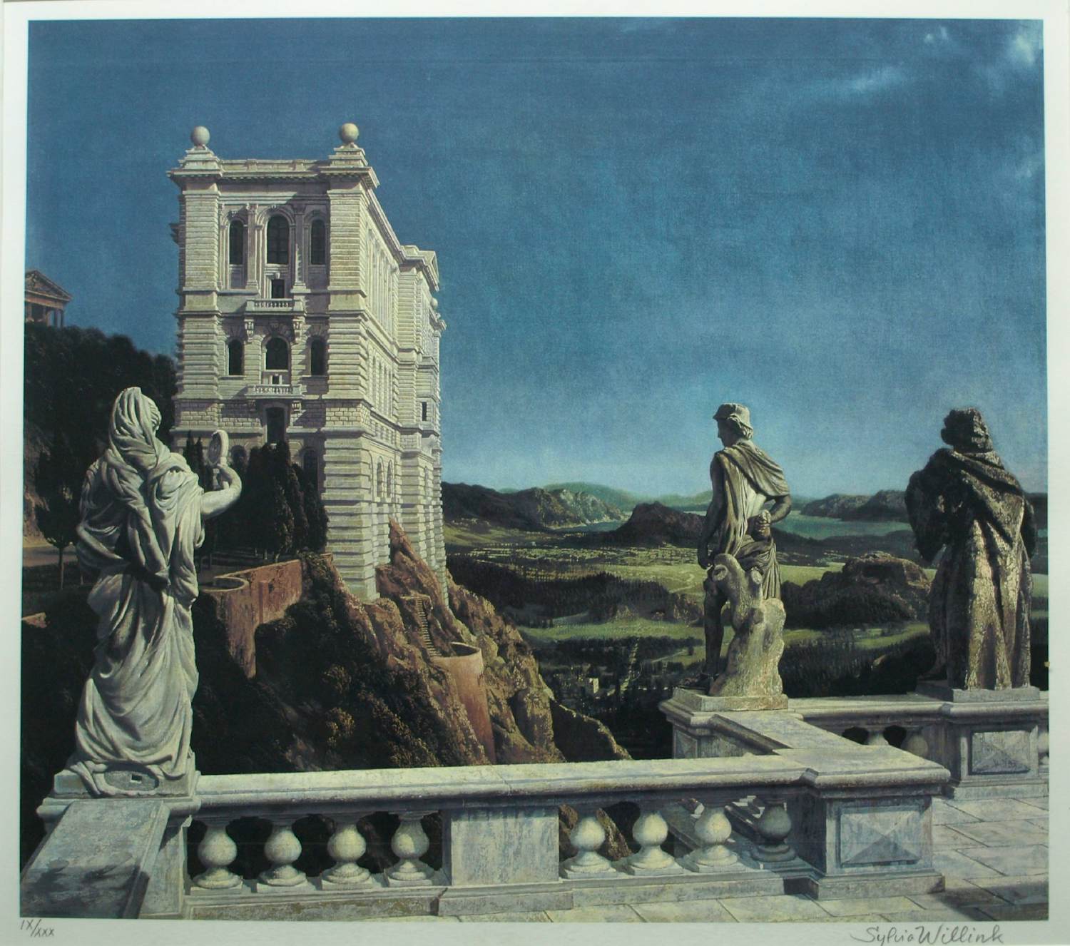 Carel Willink - Ingelijste litho , Landschap met Museum – Nr. 9 van 30 - Lijst, 66 x 76 cm. kopen? Bied vanaf 250!