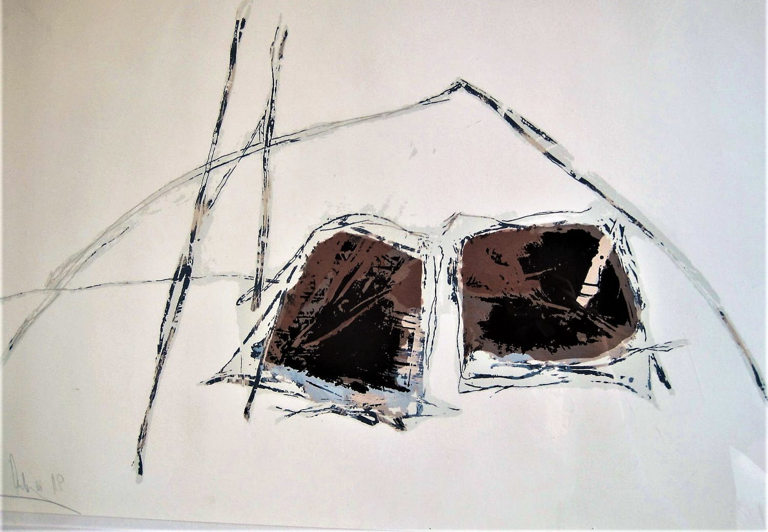 Arty Grimm - Grote & unieke A(rtist) P(roof) zeefdruk "Winter" - mooi ingelijst verkocht voor € 37!