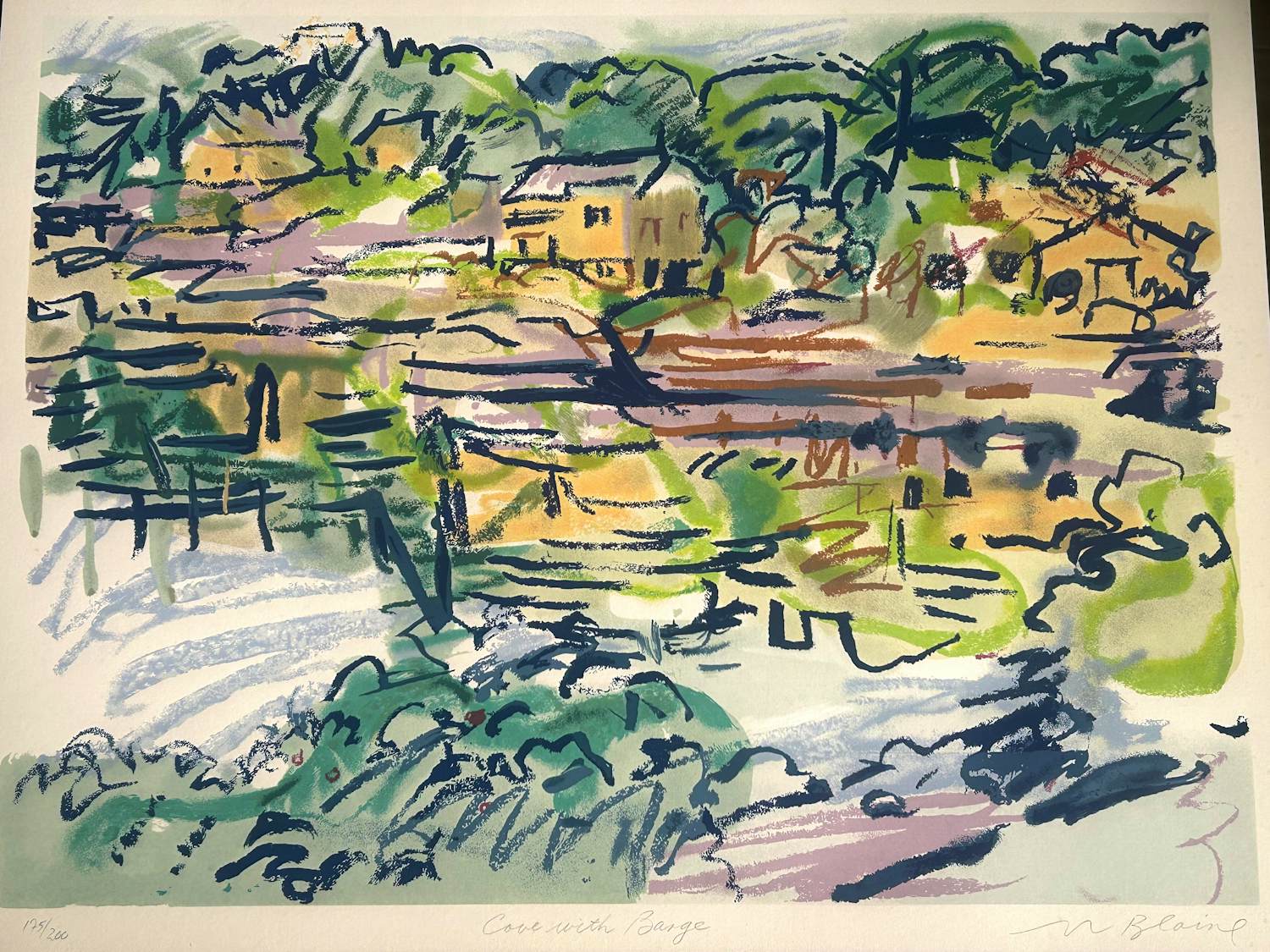 Nell Blaine - Cove with Barge, lithografie kopen? Bied vanaf 75!