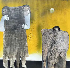 AcheterAns Wortel - Hoe de echtparen zich trachten te voegen…, gouache (ingelijst, groot)? Enchérissez de 350!