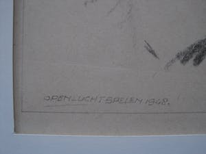 Poppe Damave - Haarlem openluchtspelen 1948 - potlood tekening "meisje met hoed" gesigneerd kopen? Bied vanaf 27!