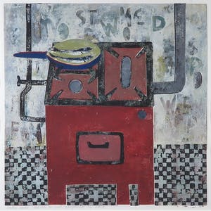 Betty Scheer - Linosnede, Het Rode fornuis - Ingelijst kopen? Bied vanaf 1!