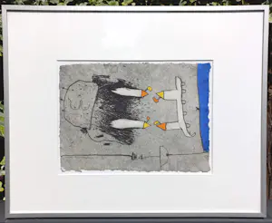 Michel van Overbeeke - Compositie, handgekleurde aquatint ets (netjes ingelijst) kopen? Bied vanaf 60!