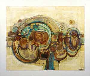 Jack Harden - Gemengde techniek op board, Verliefd op de peelvenus - Ingelijst verkocht voor € 60!