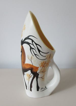 Vallauris Keramiek - Grote amorfe vaas decor herten - Atelier Jacques Fonck kopen? Bied vanaf 42!
