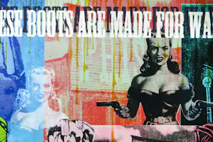 Crail Moansburg - Handbewerkte zeefdruk en acryl op doek, These boots - Ingelijst (Groot) kopen? Bied vanaf 150!