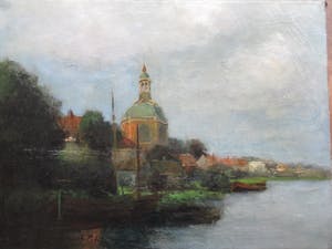 Adriaan Terhell - Galgewater & Morspoort Leiden gezien vanaf De Put - Olie op doek kopen? Bied vanaf 100!