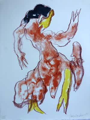 Jan Sierhuis - zonder titel (Flamingodanseres) verkocht voor € 115!