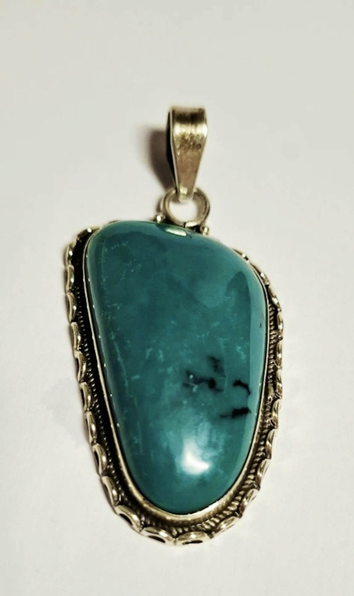 Nieuwe grote zilveren hanger met topaas turquoise kopen? Bied vanaf 75!