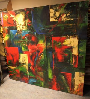 Niet of onleesbaar gesigneerd - Acrylverf op doek XXL , Abstract – 185 x 200 cm kopen? Bied vanaf 1!