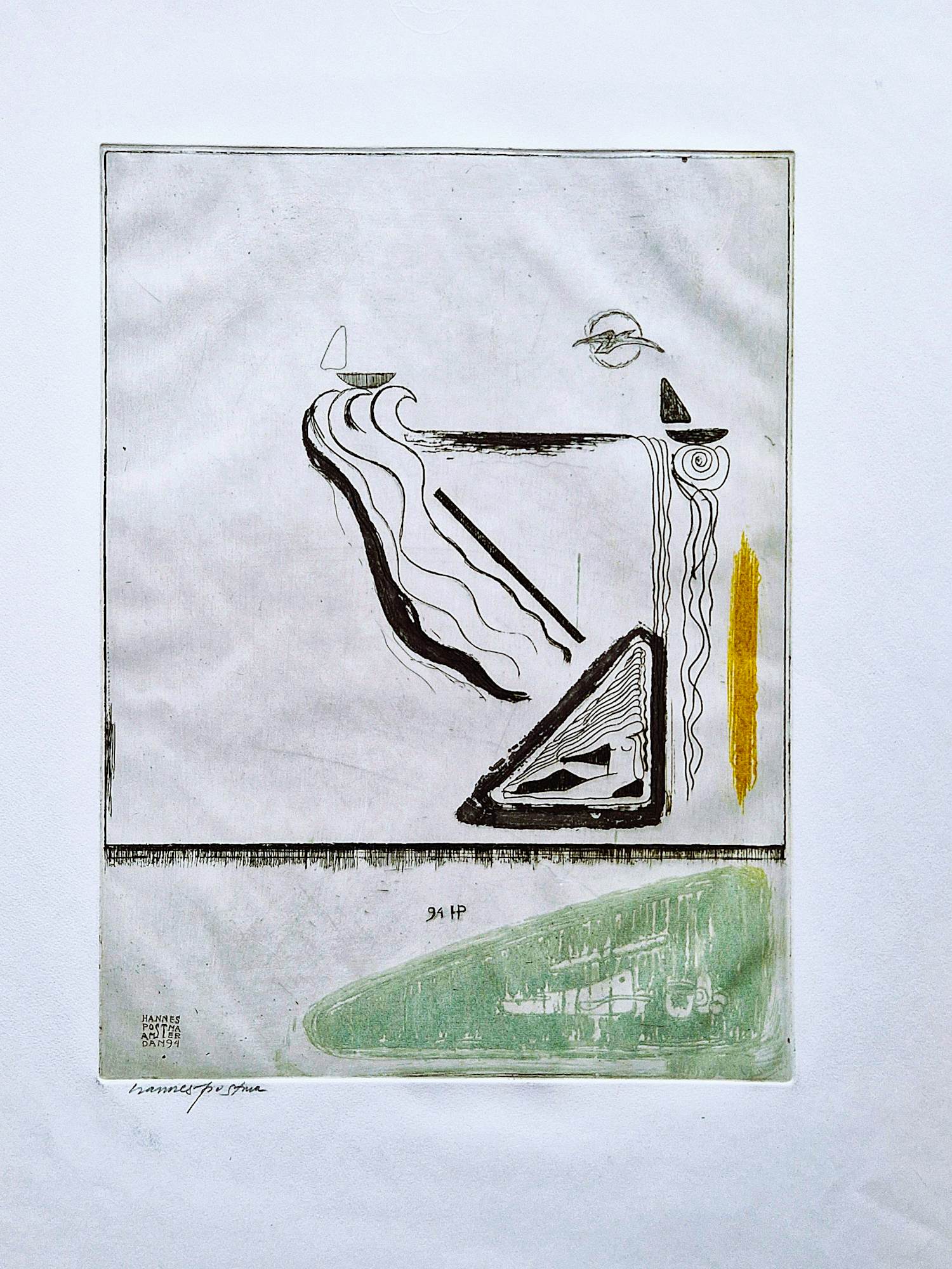 Hannes Postma - Handgekleurde reliëf Ets - enig exemplaar (E.A.) "eternal nude" potloodgesign kopen? Bied vanaf 37!