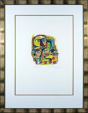 Henk Vierveijzer - Pastelkrijt, Samen - Ingelijst verkocht voor € 1!