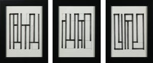 Siep van den Berg - Lot van drie tekeningen met stift en pen, Geometrische compositie - Ingelijst kopen? Bied vanaf 60!