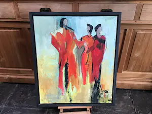 Niet of onleesbaar gesigneerd - Poseren in rood. kopen? Bied vanaf 1!