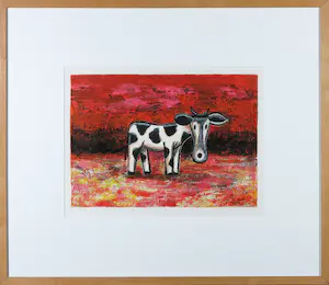 Michiel Molenaar - Zeefdruk, Lonely Cow - Ingelijst kaufen? Bieten Sie von 50!