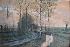 Casper Marinus Kouw - 2 landschappen, 1x onbekend - mooi ingelijst kopen? Bied vanaf 85!