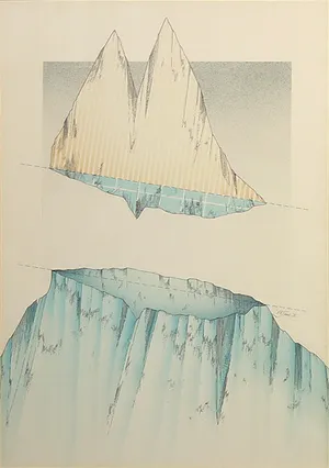 Leo Jinssen - Gemengde techniek op papier, Het topje van de ijsberg II - Ingelijst kopen? Bied vanaf 1!