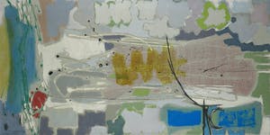 Hans van der Lek - Gemengde techniek op doek, Abstracte compositie - Ingelijst kopen? Bied vanaf 1!