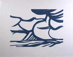 Paul Overhaus - Houtsnede, Zeegezicht - Ingelijst kopen? Bied vanaf 1!