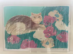 Walasse Ting - Kat in bloemenveld kopen? Bied vanaf 100!