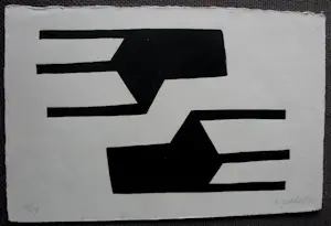 Klaas Gubbels - Houtdruk: de liggende stoelen - 2000 kopen? Bied vanaf 429!