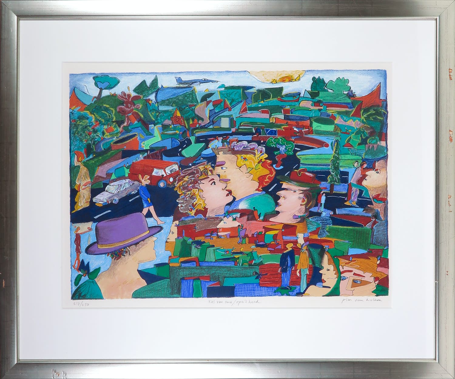 Pim van Halem - Zeefdruk, Kus van Oma / Opa's hoed - Ingelijst kopen? Bied vanaf 1!